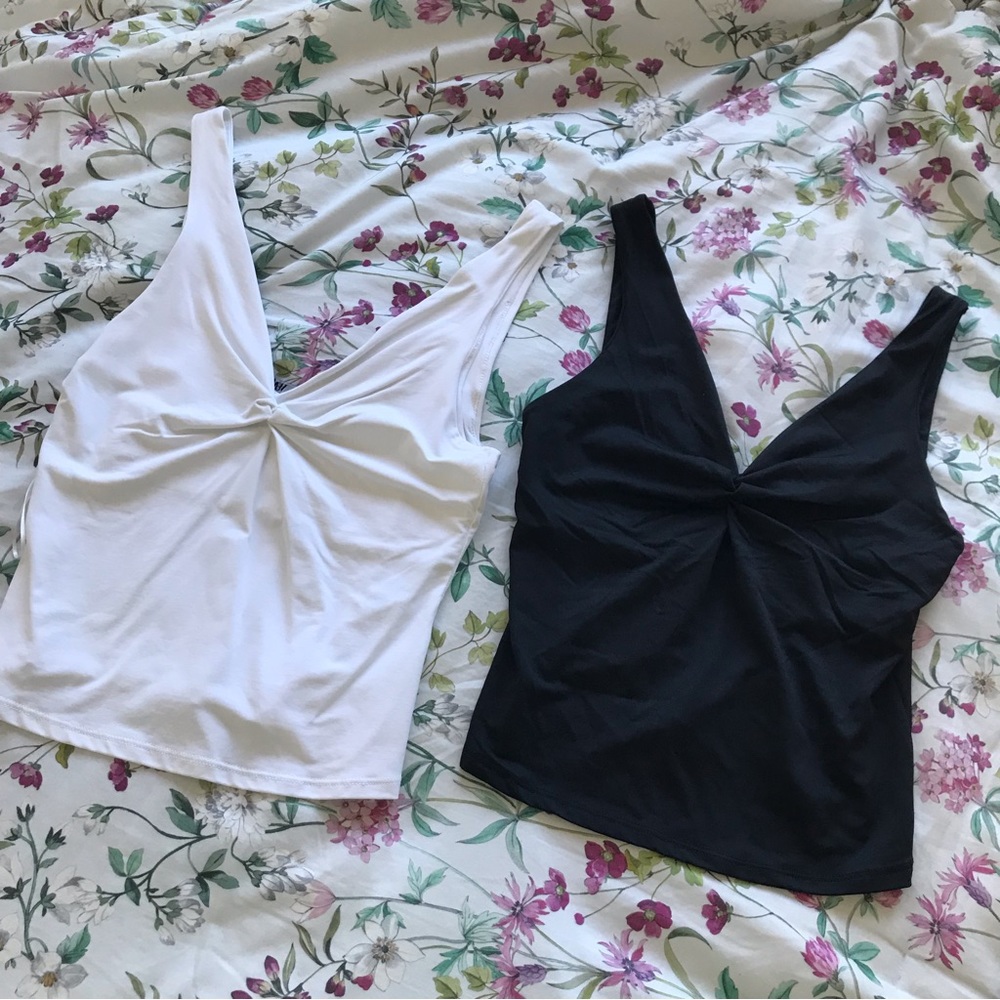 Zara Cinched Tank Tops, Black and White Size Small